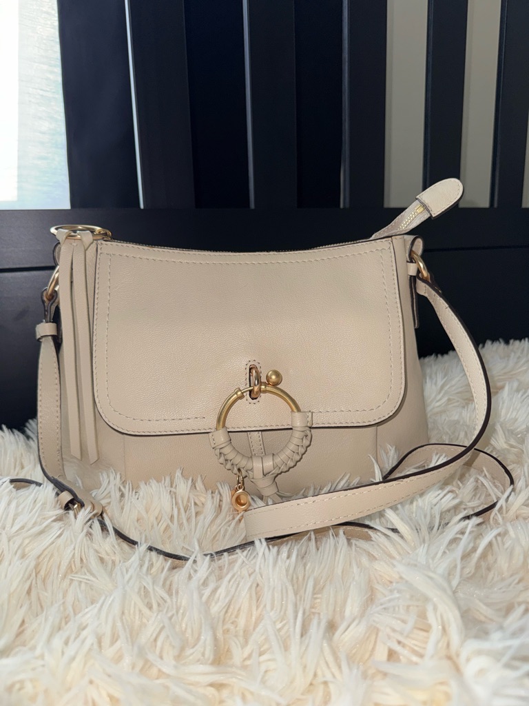 See By Chloe Taupe Leather Crossbody With Gold Ring